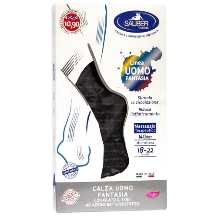 SAUBER CALZA UOMO FANTASIA Q-SKIN 140 DEN NERA RIGA SOTTILEDENIM TAGLIA G PROMO